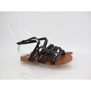 Bueno Parker Gladiator Strappy Flat Sandal Black Leather Size 36 5.5 / 6